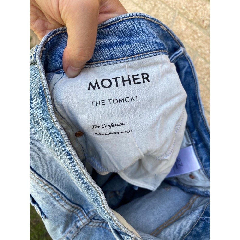 Mother Superior The Tomcat The Confession Distressed Straight Leg Jeans 27 Blue - Picture 8 of 8